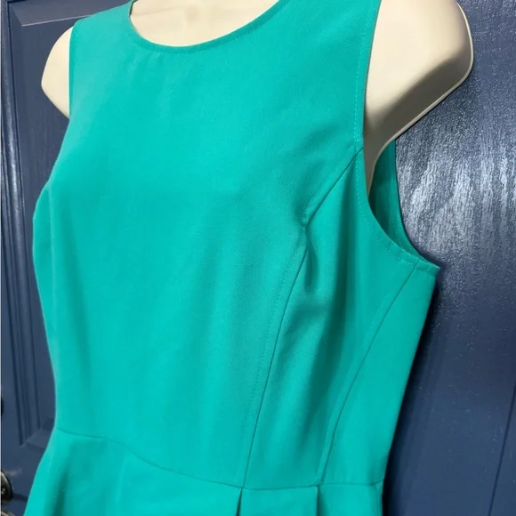 Loft Sleeveless Turquoise Peplum Sheath Dress Size 10 - Picture 3 of 5